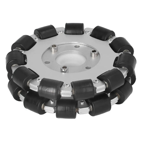 Double Aluminum Omni Wheel 127mm Premium Omni Directional Wheel with 360 Degree Rotation, rubber rollers visible, ZAWELIYO