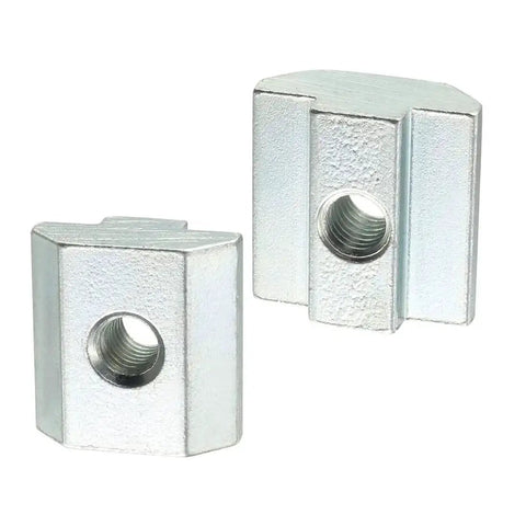 Slide In M6 T-Nut For 4040 Aluminum Extrusion Profiles Pack Of 10, carbon steel with nickel or zinc plating, close-up view