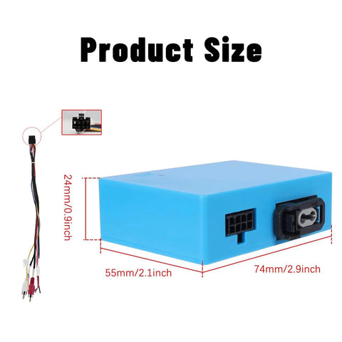 Blue LEXXSON optic fiber decoder box for car stereo with multi-wire harness, 74mm x 55mm x 24mm
