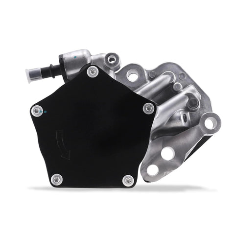 Brake vacuum pump assembly with black cover and metal mounting plate; fits GM Cruze, Malibu, Spark, Equinox, Trax, Encore, Terrain.