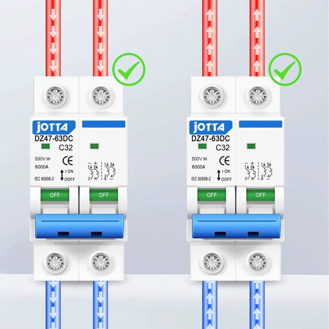 DC 500V DZ47 32A Miniature Circuit Breaker MCB 2 Pack For PV Solar Power System Keeps DC Circuits Safe From Overload And Short Circuit In Distribution Panels And Rail Transit Equipment