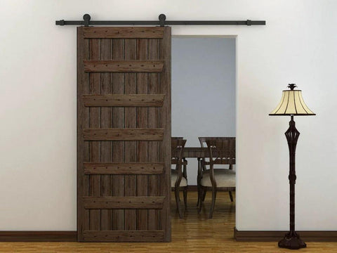 Vintage Kate Sliding Barn Door Hardware Kit For One Door, 8 Foot Track With 2 X 1220mm Rails, Top Mounted Rollers, Classic Style Installed