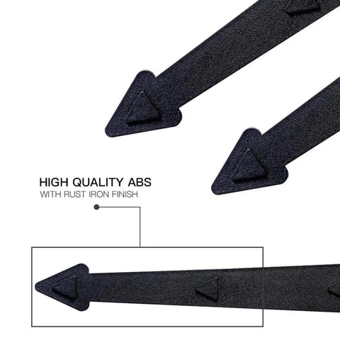 Close-up of Magnetic Faux Hinges And Decorative Handles Hardware Kit for steel garage doors showing black ABS finish detail with rust look