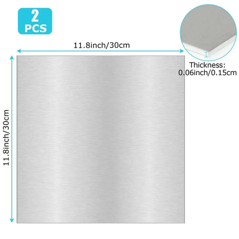 12x12 Inch Aluminum Sheet 1/16 Inch Thick 5052 H32 Plate With Double Protective Film For DIY Crafts And Metal Projects, shown with size dimensions