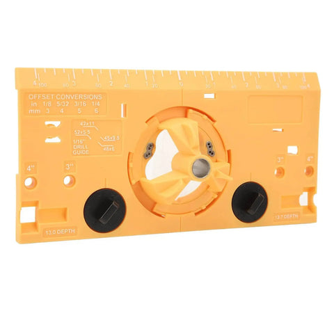 35mm Hinge Boring Jig Kit For Woodworking With Accurate Hinge Hole Drilling Guide Locator Pro Grade in yellow plastic