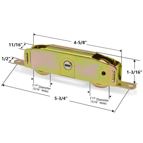 Sliding Patio Door Rollers Replacement Hardware Fits Major Brands Including Jeld Wen Truth Milgard Marvin 1-1/4 Inch Steel Ball Bearing Wheels 5-3/4 Inch Height Side Adjustable 2 Pack