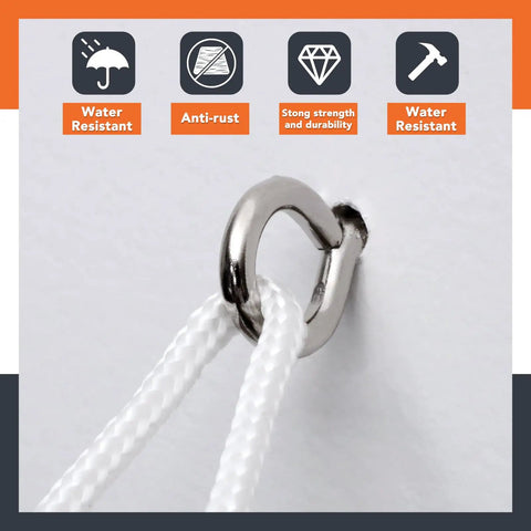 Heavy Duty Eye Hook Screws 0.75 To 1.75 Inches 250 Pcs Nickel Plated Screw Eyes For Picture Frames And DIY Pendants Christmas Tree Stand Self Tapping Eye Bolts 9 Size Set showing anti-rust properties and holding cord
