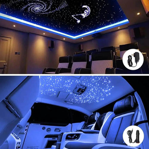 Lit Starry Sky Fiber Optic Lights Kit 16W for car and home decor, ceiling and car interior starry sky effect, remote app RGBW meteor light