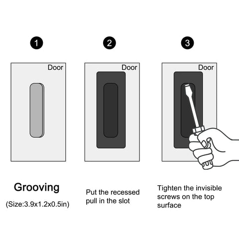 Installation guide for Recessed Finger Flush Pulls For Cabinets And Doors - 4.72 Inch Black Stainless Steel Brushed Rectangular Door Pull Hardware