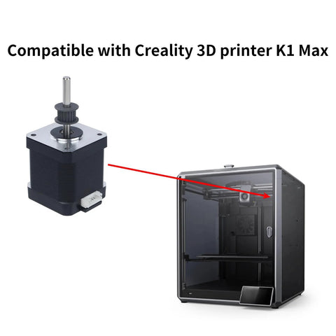 Replacement Y Axis Motor For K1 Max 3D Printer Original Nema 17 42mm with 20 Tooth Wheel, shown with printer compatibility