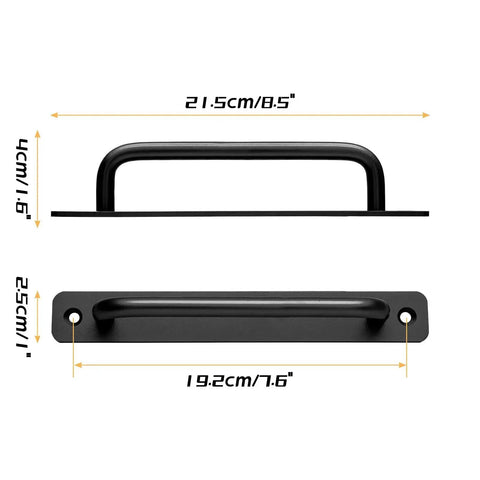 2 Pack Aluminum Alloy Sliding Barn Door Handles With Mounting Plates Black Finish 8.5 Inch Total Length 192 Mm Hole Center