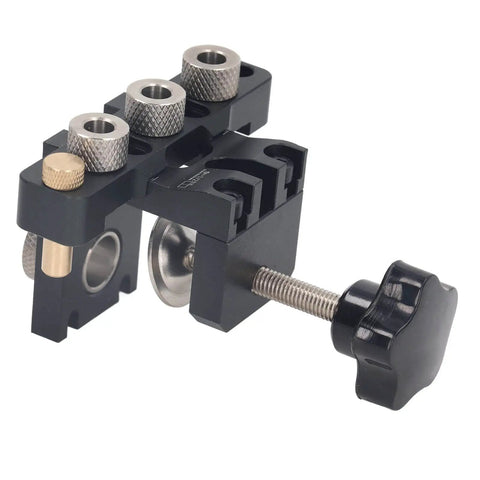 3 In 1 Doweling Jig Kit With Anodized Aluminum Body And Brass Limit Block, Rock Solid Fixing Clamp for precise drill alignment