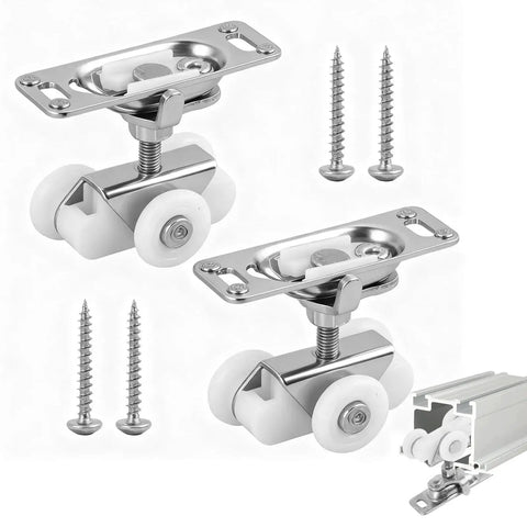 Sliding Door Rollers Replacement Kit For Three Quarter Inch Pocket Doors And Johnson Wheels, Top Hanger Rollers, Silver Set of 2