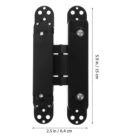 Heavy Duty Metal Invisible Door Hinge 180 Degree Concealed Cross Swing For Wooden Doors Load Bearing Up To 40kg Black Titanium