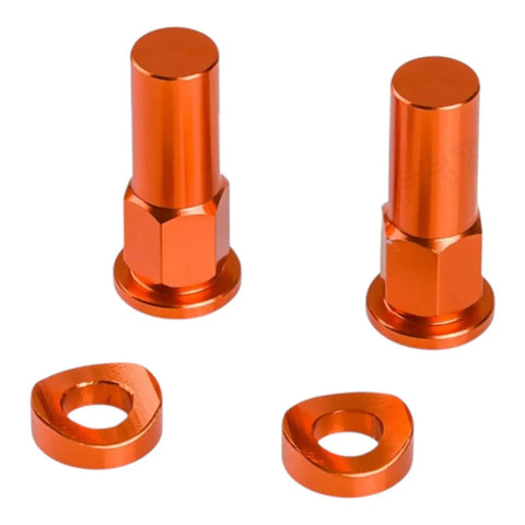 Orange Anodized Rim Lock Nuts Washers Spacer Kit For 125 250 350 450 SXF EXCF, showing two lock nuts and washers, front view