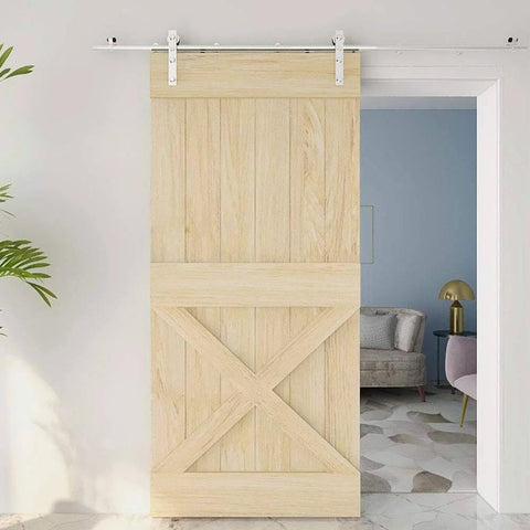 6Ft Sliding Barn Door Hardware Kit With Stainless Steel Hangers And Aeronautical Grade Aluminum Track For A Single Wood Door, Chrome Finish