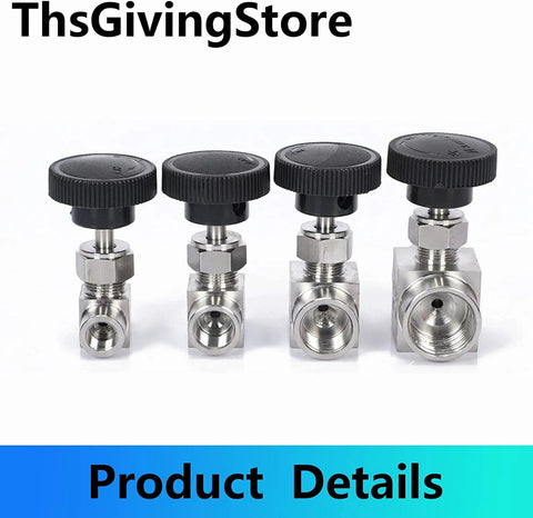 ThsGivingStore 4-pack stainless steel NPT needle valves, 3/8 in female ports, for water gas oil