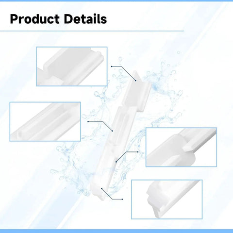 Close-up of Sliding Shower Door Bottom Guide 1/2 Inch By 9/16 Inch By 3 1/8 Inch Two Pack Old Door Track Guide in white nylon.