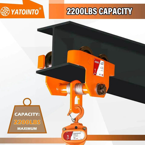 1 Ton Beam Trolley With Dual Wheels Adjustable I Beam Flange 3 To 5 Inches Manual Push Track Roller Hoist
