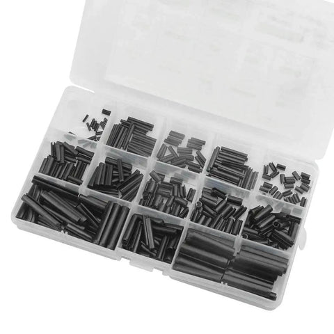 390 Pieces 13 Kinds M1.5 M2 M2.5 M3 M4 M5 M6 Steel Split Dowel Roll Pins Kit in clear organizer, carbon steel, anti-corrosion