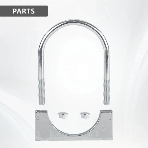 2.5-inch U-bolt muffler clamp, saddle-type, chrome-plated steel, heavy-duty, 2-pack