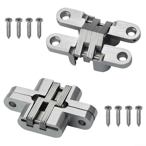180 Degree Invisible Folding Door Hinge Set Silent 2 Pack Cross Hinges With Screws Stainless Steel And Zinc Alloy 13x45mm