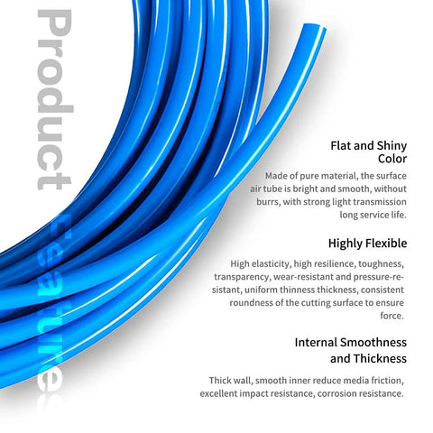 CGELE blue PU pneumatic air hose tubing, 6mm OD x 4mm ID, 12m kit for air or fluid transfer