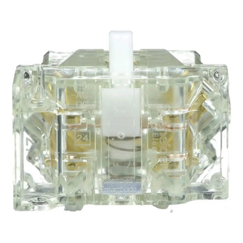 Front view of Heavy Duty Push Button Contact Block For 30mm Cutouts With 1NO 1NC Spring Return, Self Grounding Harmony Style