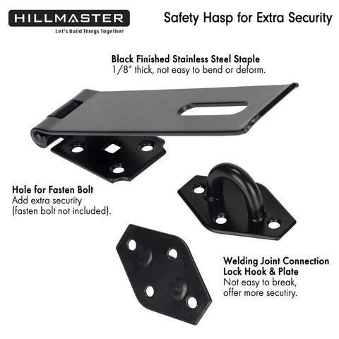 Heavy Duty Steel Hasp Latch 7 Three Quarters Inch Extra Thick Locking Hasp For Fence Gate Barn Door Shed Closet Cabinet Black