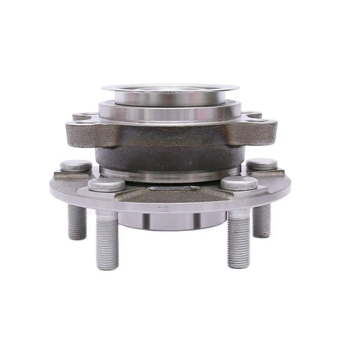 Front view of Drop In Front Wheel Hub Bearing Assembly for 2008 Through 2013 Nissan Rogue and 2008 Through 2012 Sentra 2.5L 4 Cylinder With 5 Lug Front Position Left And Right ISO TS 16949 Certified OEM Quality showing metal construction and 5 lug design.
