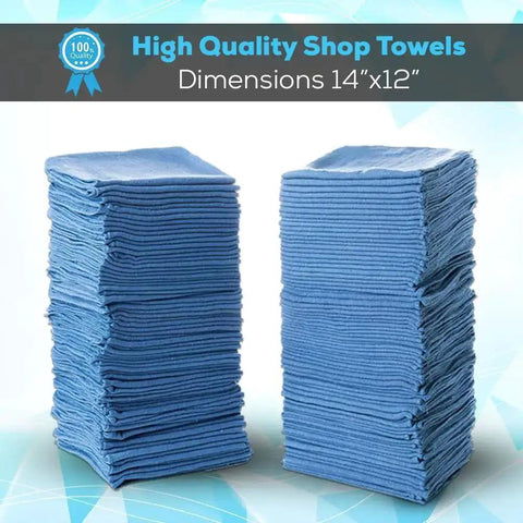 90 Pack Blue Cotton Shop Towels 14 By 12 Inches Reusable Rags For Auto Garage Industrial And Home Cleaning Absorbent Cloths