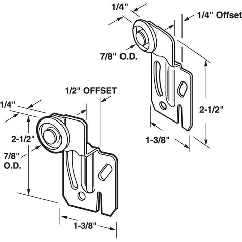 Sliding Closet Door Roller Kit For Top Hung Bypassing Doors Fits 3/4 To 1-3/8 Inch Thick Wardrobe Panels 7/8 Inch Convex Edge Wheels