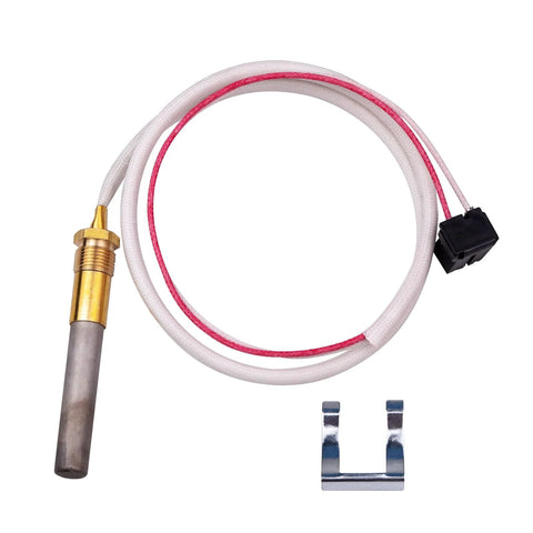 Amazon 2-piece 750mV thermopile sensor assembly for Rheem/Ruud/Richmond gas water heaters with white cable, brass tip, mounting clip