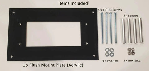 Flush Mount Plate For Whole House Surge Protector Wall Mount Accessory For FS060 FS100 FS140 Acrylic Black Drywall Installation Includes Mount Plate Spacer Rods Screws Washers Nuts