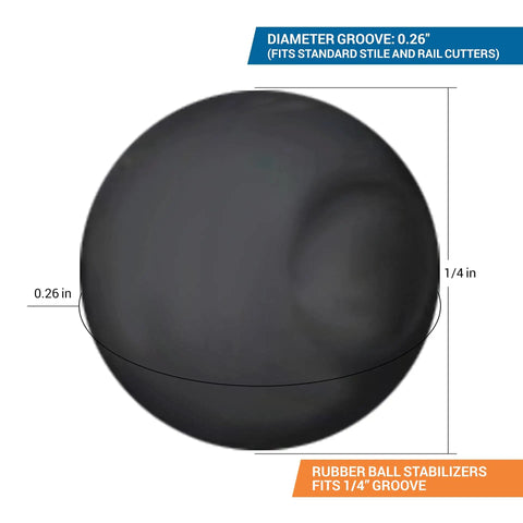 Cabinet Door Spacers Set For One Quarter Inch Grooves, Rubber Ball Stabilizers For Raised Panel Cabinets, Black Color