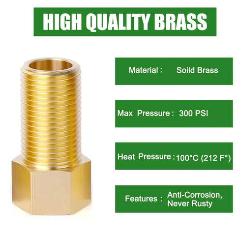 1/2 Inch Brass Pipe Extension Fitting Set Female To Male Connector Hex Bushing Adapter