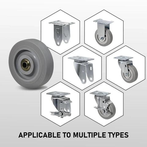 4 Inch Thermoplastic Rubber Caster Wheels Set Of 4 Heavy Duty Precision Bearing shown in multiple mounting styles