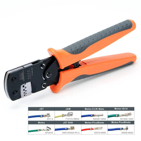 Micro Connector Pin Crimping Tool for D Sub Open Barrel Connectors 0.03 to 0.52 mm2 32 to 20 AWG with orange handles
