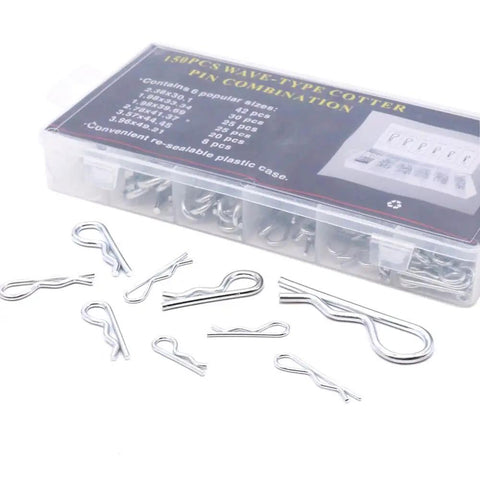 Heavy Duty Zinc Plated Hair Pin Cotter Pin And Hitch Pin Assortment Kit 150 Pieces In Six Sizes Clear Storage Box