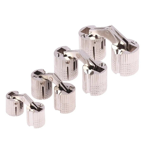 Four Pack Brass Barrel Hidden Hinges For Concealed Cabinet Doors With 180 Degree Swing Pro Grade Cylindrical Invisible Hinges