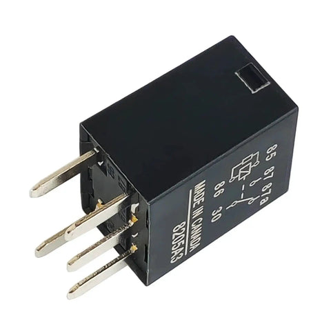 Close-up of G8V-1C7T-R-DC12 12V 35A 5-Pin Marine Relay with shielded casing for boat electrical systems, showing pins and labeling.