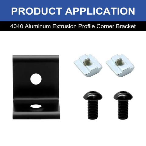 12 Pack 4040 Corner Bracket Connector For 40x40 Aluminum Extrusion Profiles, 90 Degree Black Angle Brackets With 24 T Nuts And Screws Plus Wrench For Easy DIY Frame Build