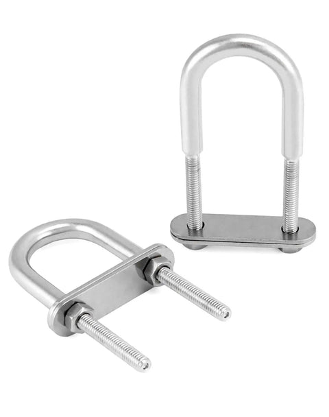 Four Pack 304 Stainless Steel U Bolts M6 x 90mm with nuts and plates for boat decks heavy duty marine hardware