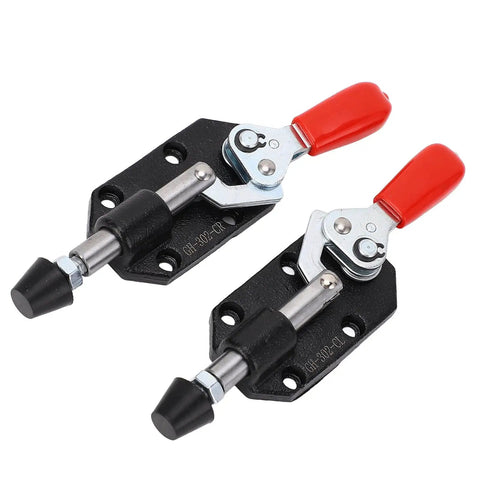 Two Pack Push Pull Toggle Clamp Set, Adjustable 20mm Quick Release Clamp For Woodworking Jigs And Fixtures, red handles