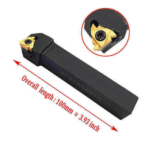 Two-Piece CNC Lathe Carbide Indexable Threading Tool Holder Set With SER1616H16 And SEL1616H16, 100mm length, metalworking tool