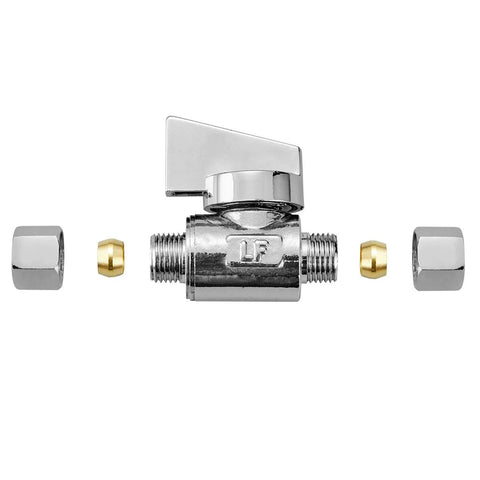 Premium Brass One Quarter Inch Compression Angle Valve Two Pack Chrome Finish Quarter Turn Water Shutoff Lead Free Corrosion Resistant