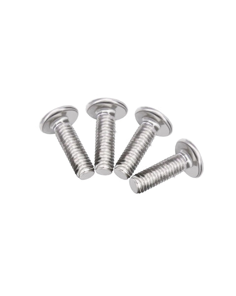 Four M6 X 18mm Flat Head Hex Socket Cap Screws Bolts, 304 Stainless Steel, arranged side by side, showing full machine thread coverage.