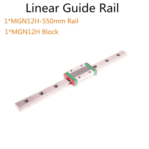 Pro Grade MGN12H 550mm Linear Guide Rail with Slide Block for 3D Printers and CNC Machines, Rock Solid Aluminum Rail System, Chrome Plated for Smooth Motion