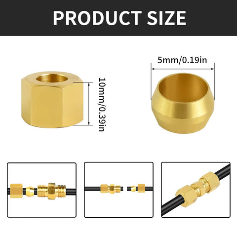 MuHize brass compression fittings kit for 3/16 in tubes, 8-pack for hydraulic and pneumatic lines.