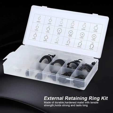 Gearhead Approved 17 Size External Retaining Ring Snap Ring Kit 2 To 32 Mm E Clip Circlip Set in plastic storage case